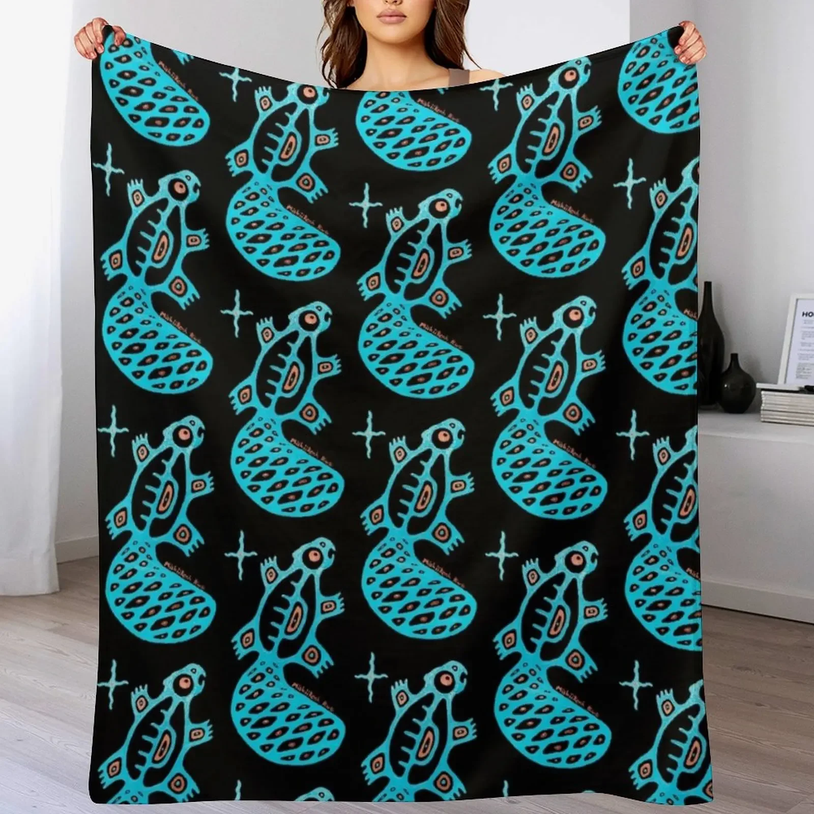 

Teal beaver Throw Blanket Warm Comfortable Blanket Gift for Parents Friends