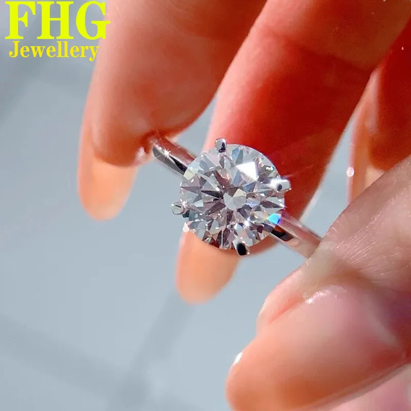 

1 2 3 4 5 6Carat Real Solid Au585 14K White Gold Ring Round shape Moissanite Diamond Women Engagement Anniversary Wedding Ring