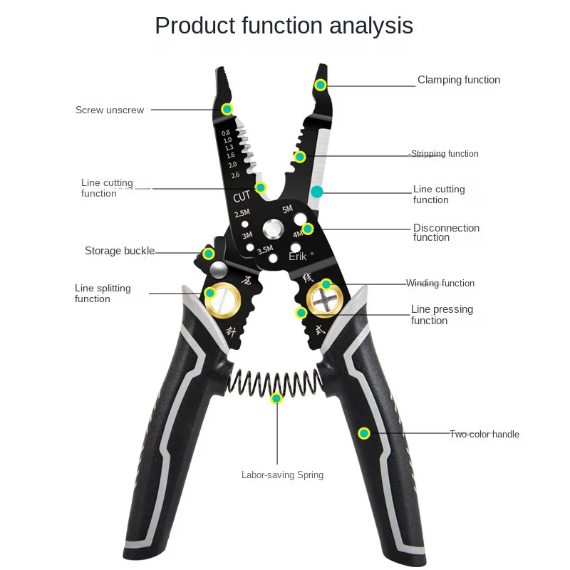 Wire Stripper Pliers Multi-function Iron Copper Wire Cutter Cable Crimping Pliers Clamper  Splitting Winding Electrician Tool