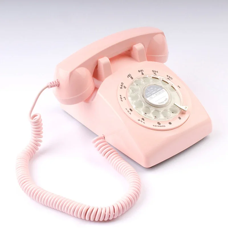 Corded Telephone Rotary Dial Home Telephone Pink Antique Old Fashion Home Phone Classic Vintage Telephones Best Home Gift