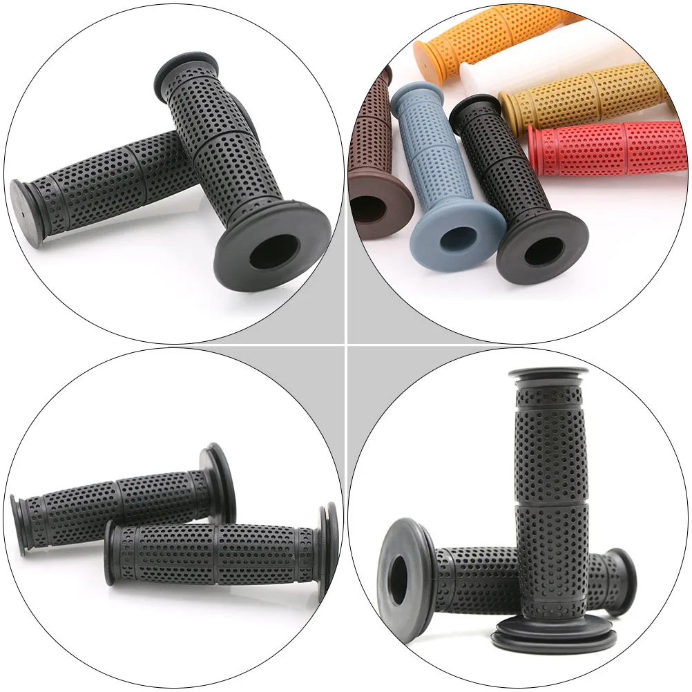 

1 Pair Retro Motorcycle Rubber Grips Soft Anti-Slip Handlebar Replacement For Motorbike Vintage Accessories Lightweight Durable