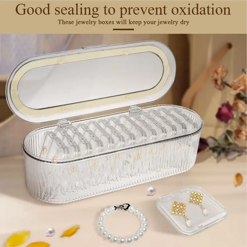 Acrylic Earring Storage Box Transparent Earring Box with 13 pcs PET Small Ring Box Travel Necklace Bracelet Sealed Box