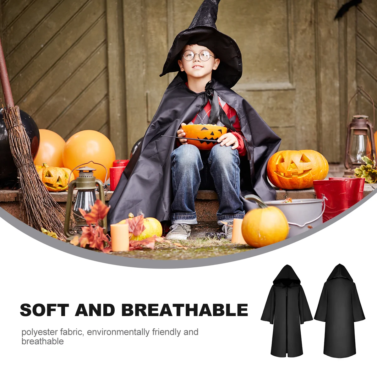 Cosplay Costume Robe Cloak Cape Cosplay Cape Halloween Cape Death Cloak for Kids wizard robes black cloak