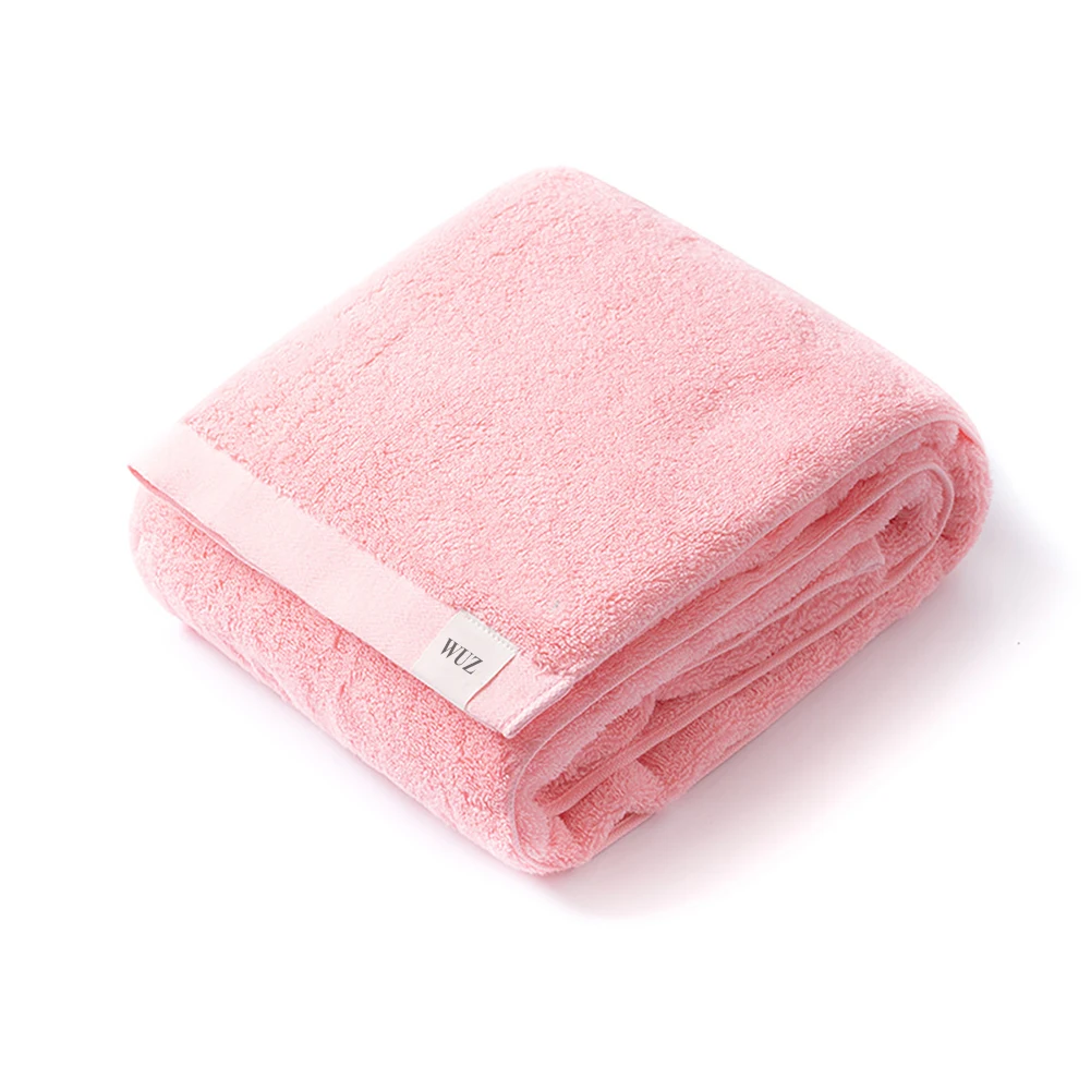 WUZ Bath towels, 2 Piece Quick-Dry Oversize Bath Towel, 100% Cotton, Pink, 54