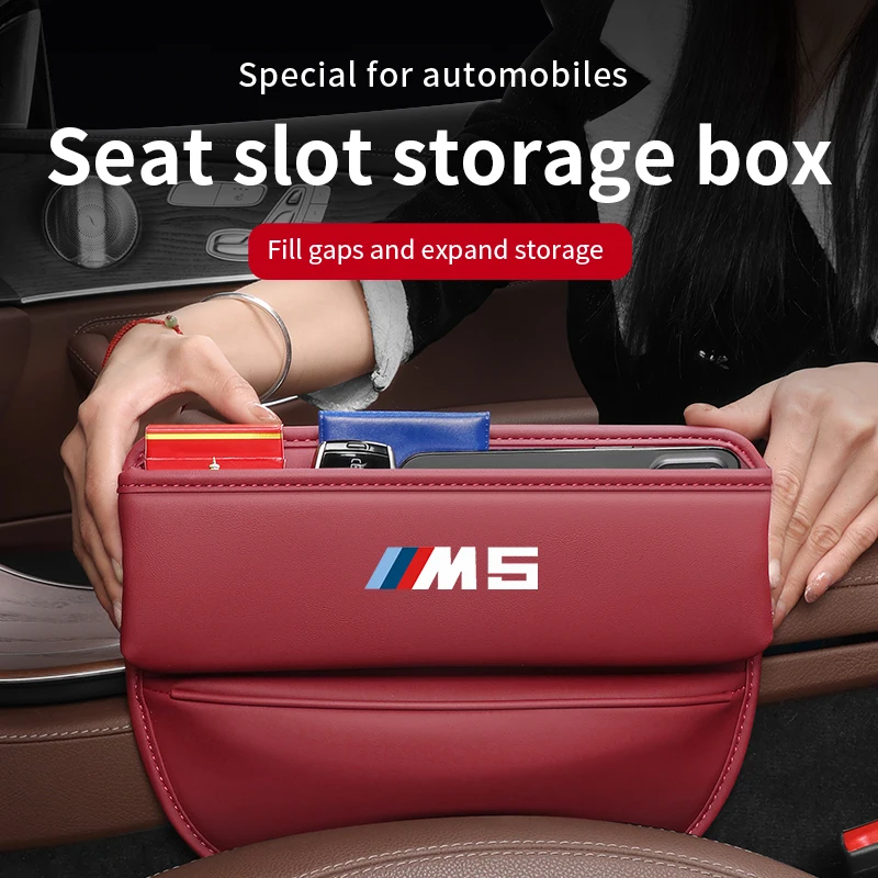 For BMW M Power Performance M5 Logo E28 E34 E39 E60 F10 F90Car Seat Gap Multifunction Crevice Storage Box Auto parts Accessories