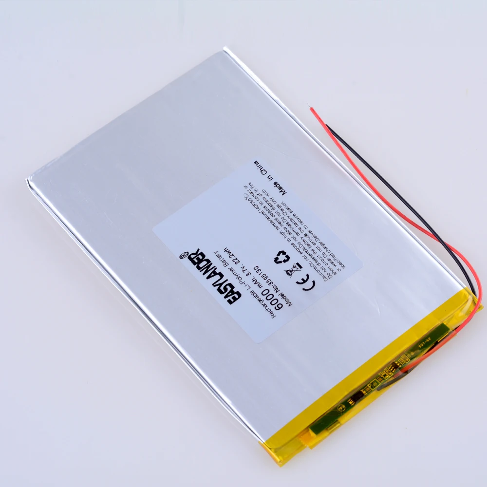 large capacity 3.7V 3595130 6000 mah  rechargeable lithium batteries For  BDF-M107 tablet a 10-inch