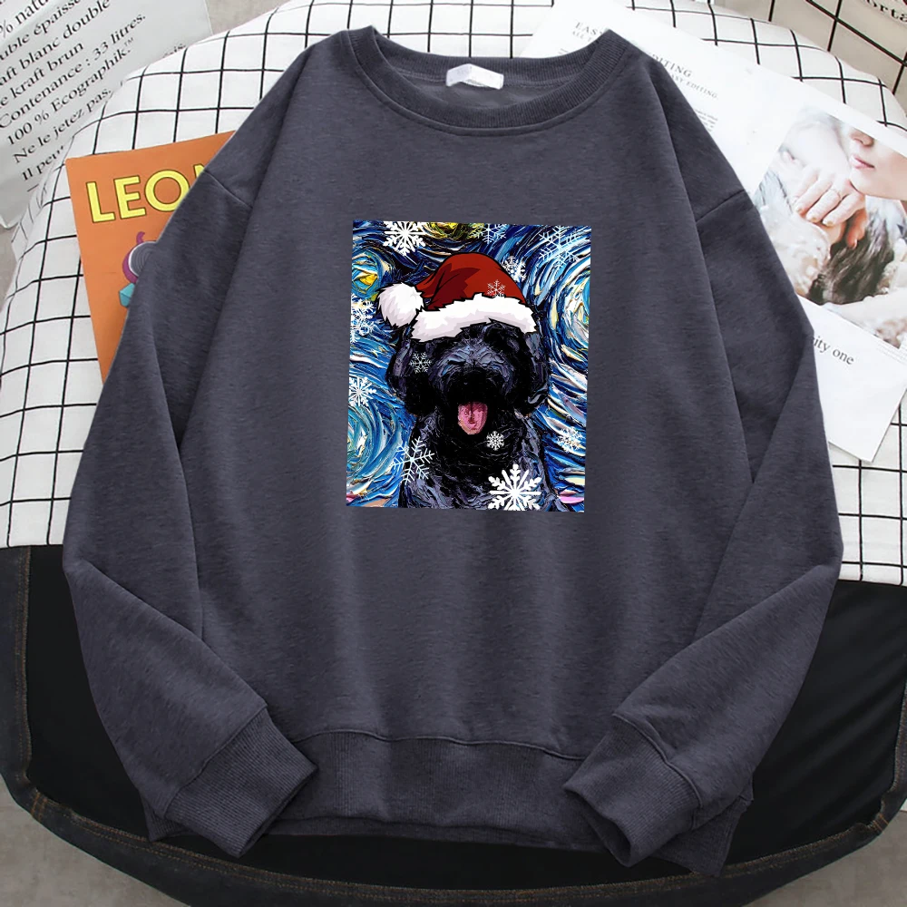 Black Goldendoodle Santa Man Hoodies Christmas Day Gift Simple Oversize Sweatshirt Fashion Comfortable Streetwear Male Sweats