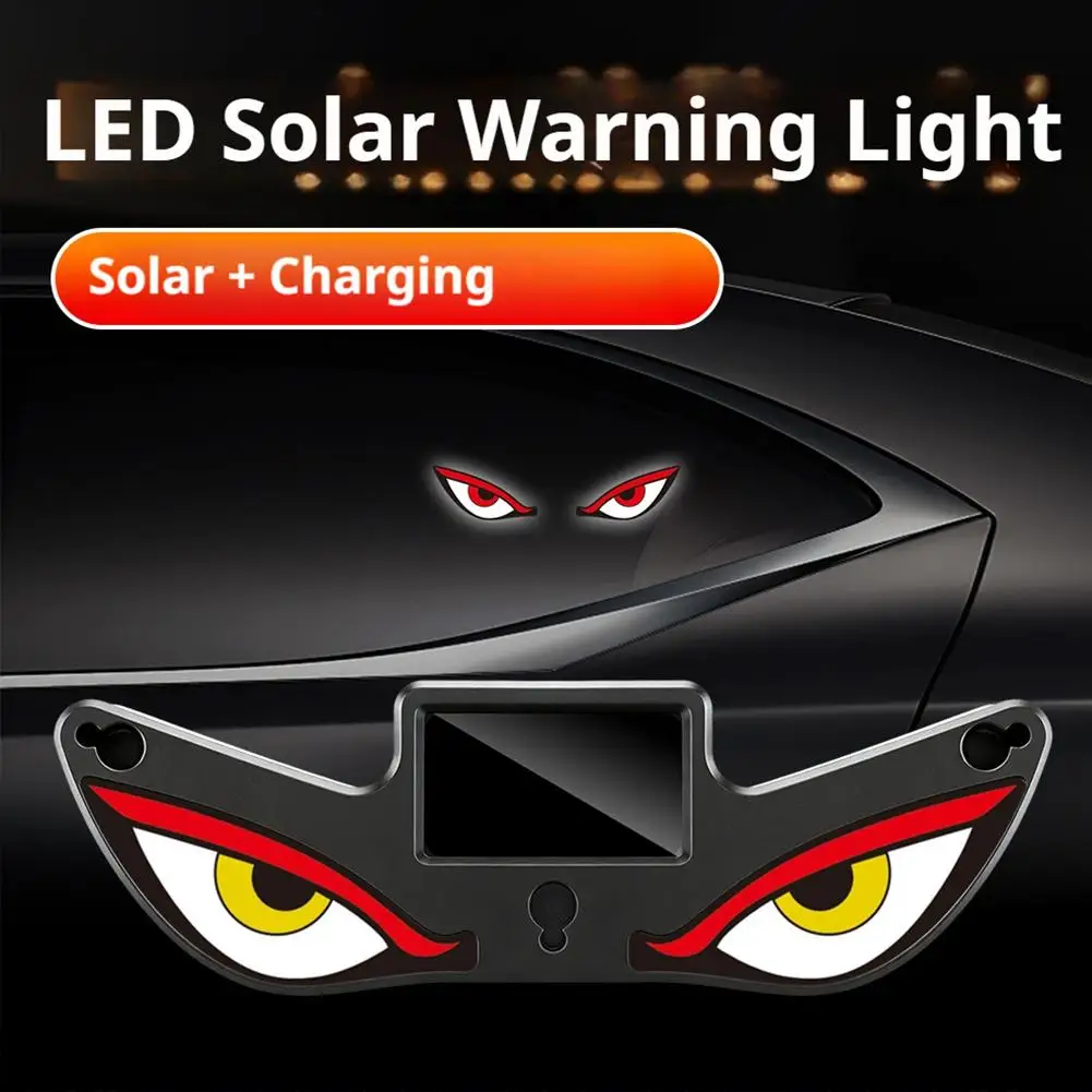 2026 New Solar Demon's Eye Car Dynamic Eyes LED Light Car Solar Devil Eye Light, Rear Window Anti-Rear-End Warning Light