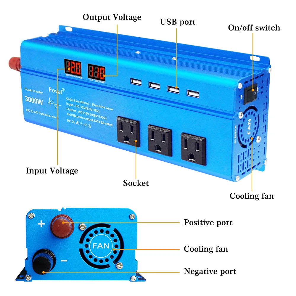 3000W muslimex 12v 220v muslimus con porte USB campeggio Motor House Converter Power muslimah