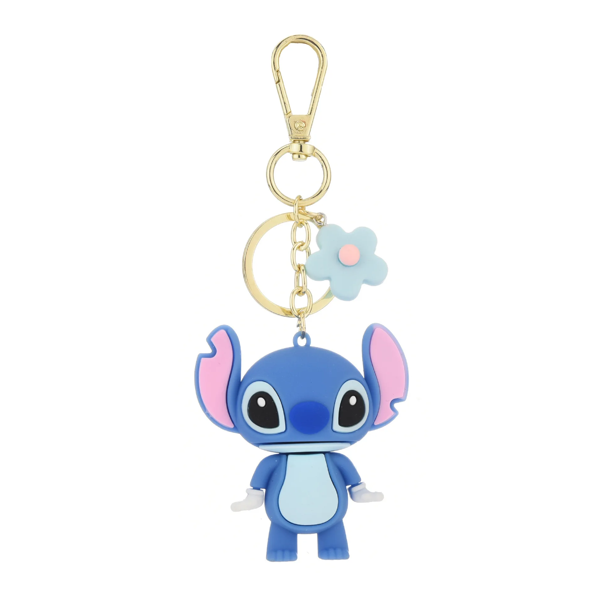 Anime Disney Keychain Cartoon Mickey Mouse Stitch Figure Kawaii Minnie Donald Duck Piglet Key Chain Model Kids Toys Gifts