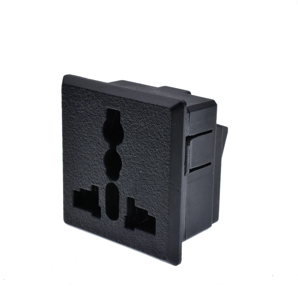 New AC power socket Multifunction with safety door black 13A 250V Solder free connect lock screw