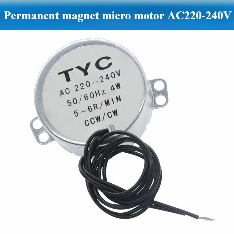 TYC Synchronous Motor AC 12V 220~240V 5/6 R/min 50/60Hz CW/CCW 4W 15mm Length Shaft