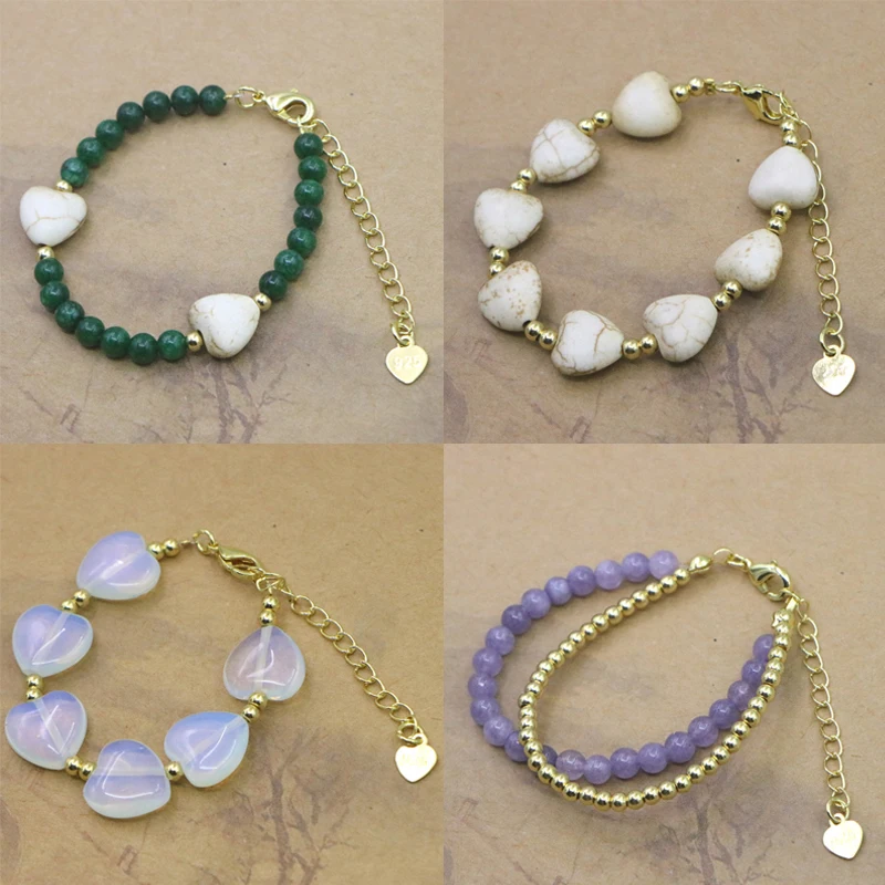 جميل موضة الحجر الطبيعي سوار مُزين بالخرز للنساء الفتيات شخصية بسيطة قابل للتعديل سوار مجوهرات اكسسوارات هدايا