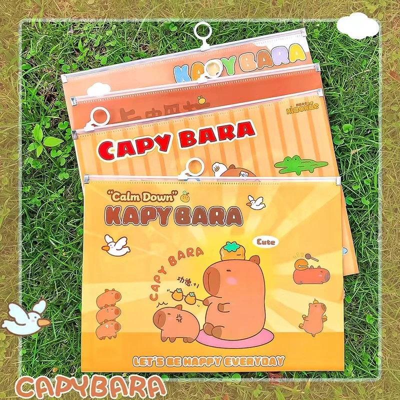 cute A4 capyabara bags  classroom organization kawaii Stationery organizer Portfolio file folder Organizer folder documents