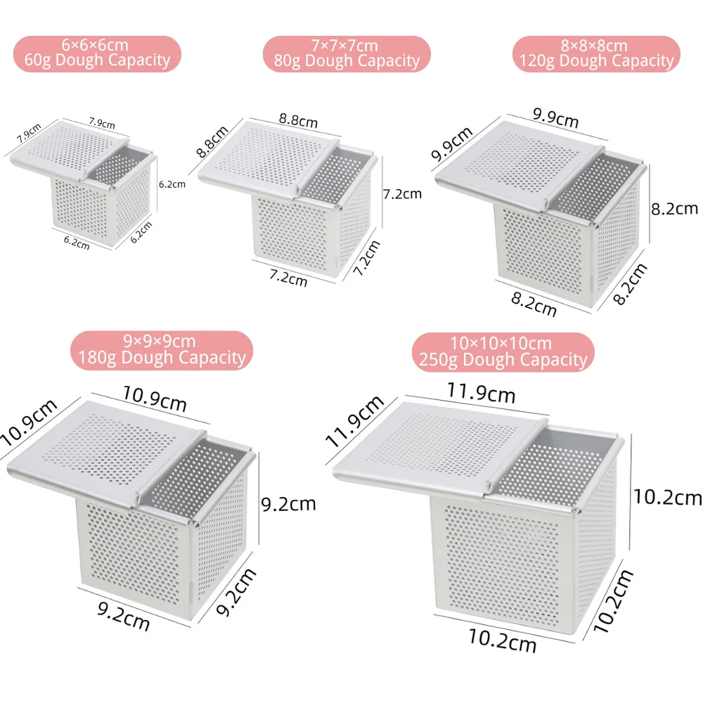 Mini Toast Box Croissant Cube Mold Mini Pullman Loaf Pan with Lid Square Perforated Toast Box  Water Cube  Baking Tools Kitchen