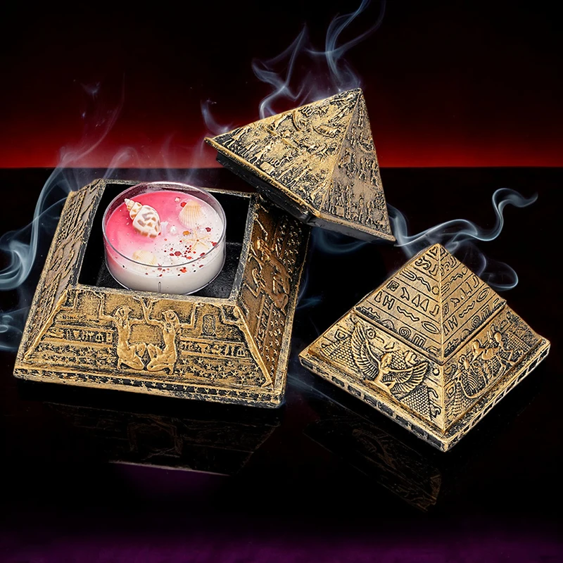 Ancient Egypt Pyramid Ornament Handicraft Resin Detachable Aromatherapy Candle Stand Pharaoh Mummy Travel Souvenir Mysterious