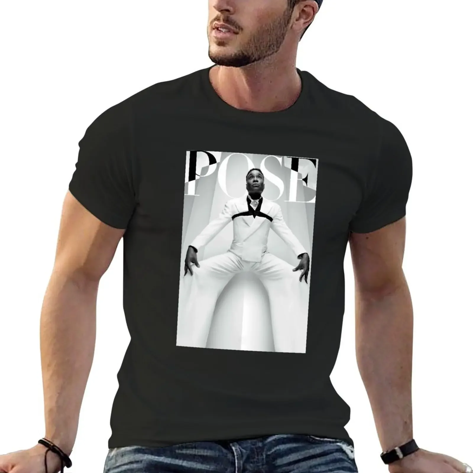 POSE Pray Tell Black and White - Live Work Pose TV Show T-Shirt oversized t shirt graphics plus sizes mens t shirts top quality