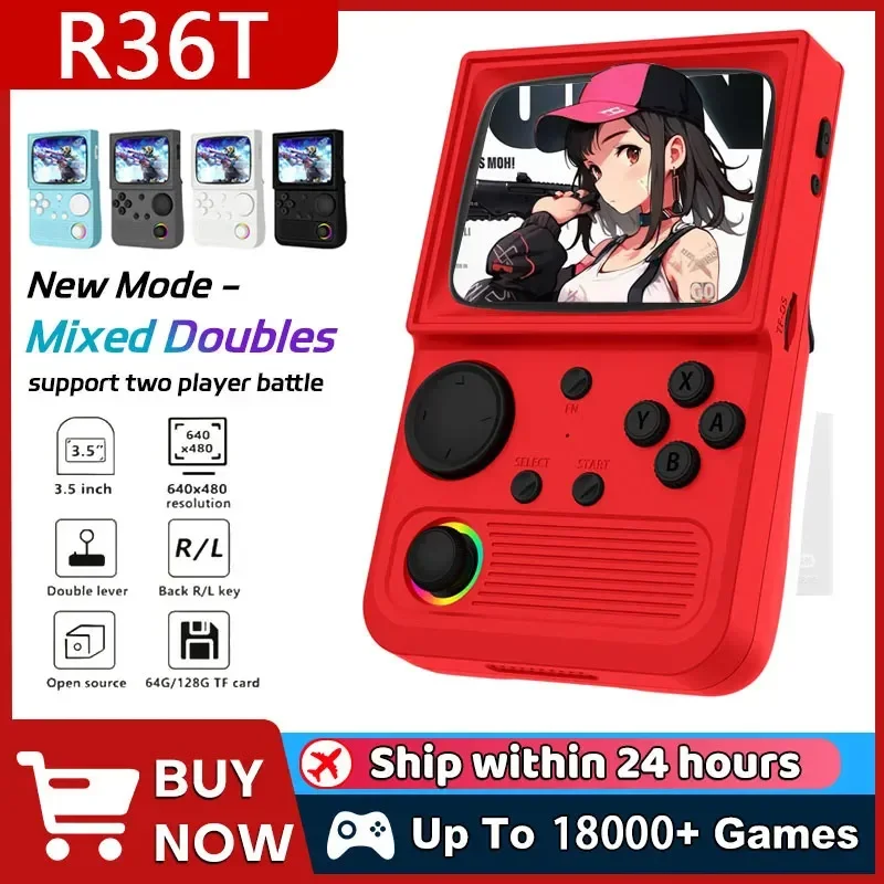 R36T Retro Handheld Game Console Linux System Online Multiplayer Nostalgic Arcade Gaming Device