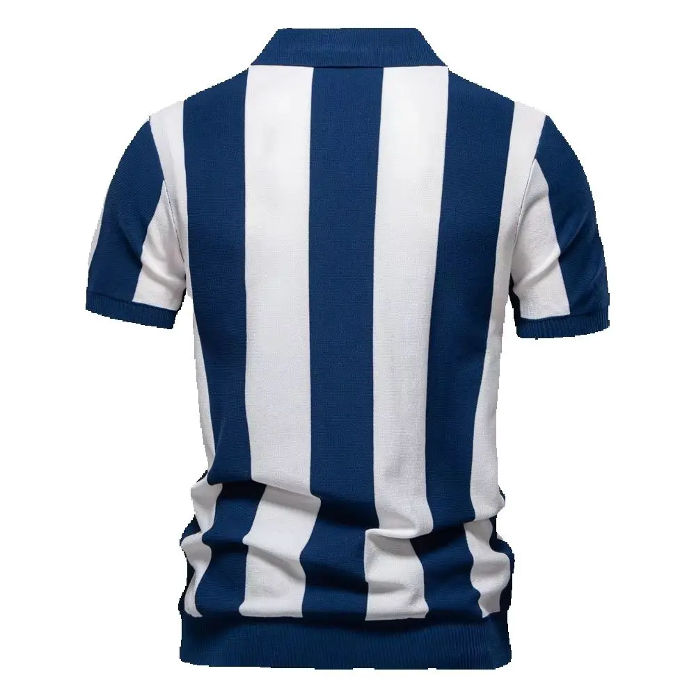 Embroidered new summer men's breathable striped patchwork polo shirt - comfortable short sleeved casual knitted shirt