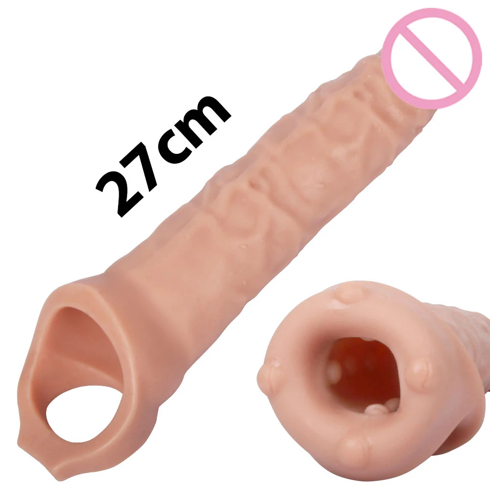 Reusable Large Glans Enlargement Sleeve Big Penis Extender Condom Cock Extension Dick Enlargemen Sex Toys For Men Time Delay