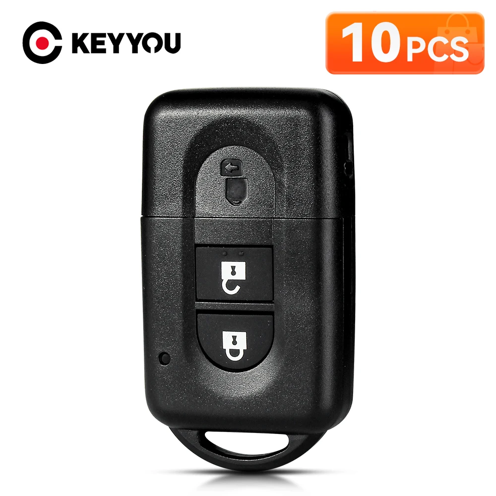 

KEYYOU 10Pcs 2 Buttons Smart Car Remote Key Shell Auto Key Case Fit For Nissan Micra X-trail Qashqai Juke Duke Pathfinder Note