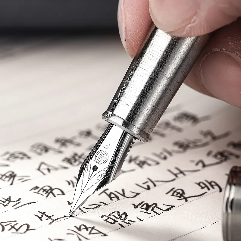 LT Hongdian 1861 Stainless Steel Calligraphy Practicing Writing Pen Bent Nib Custom Engraving Forest Design