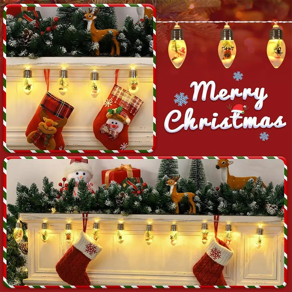 Christmas Retro Decoration String Lights Interior Room Snow Bedroom Earth Office Decoration Decoration Christmas Lamp Fairy E4i8