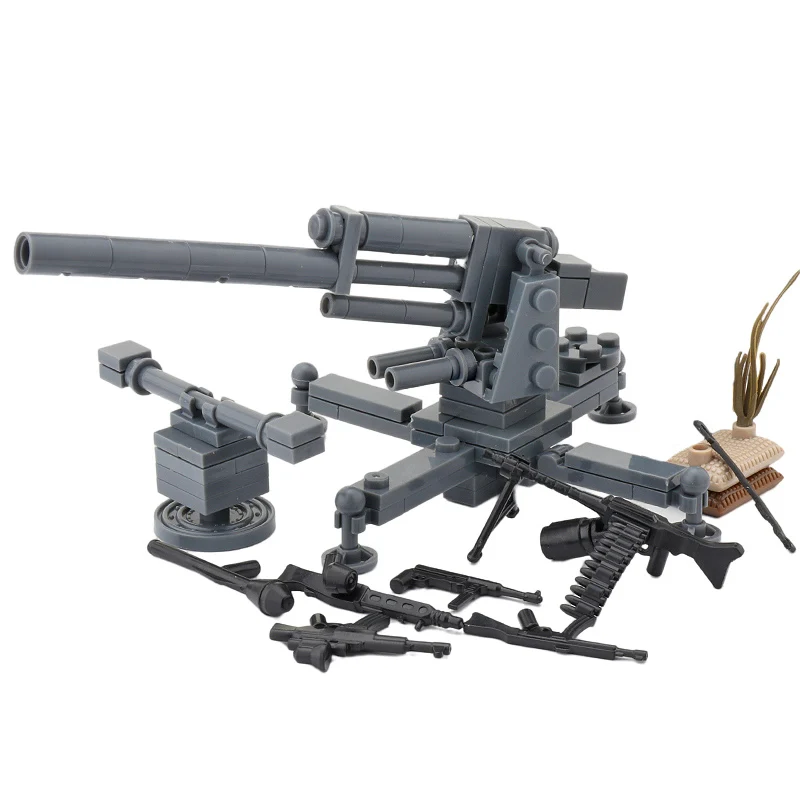 WW2 Germany Military Cannon Weapons Building Blocks Army Soldier Figure Anti-tank Guns Cannon Parts Model Bricks Toys For Kids