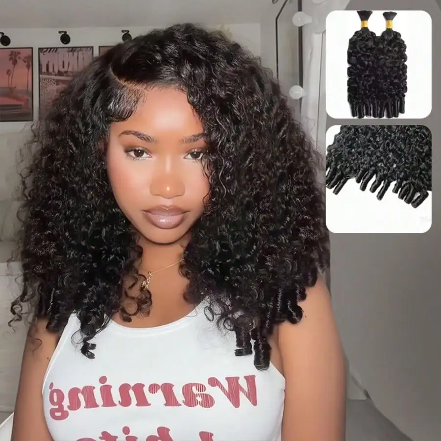 Smilegirl Burmese Curly Human Hair Bulk 12A For Braiding Hair Extension Natural Black Color No Weft Raw Virgin Boho Braids Hair Extensions For Women