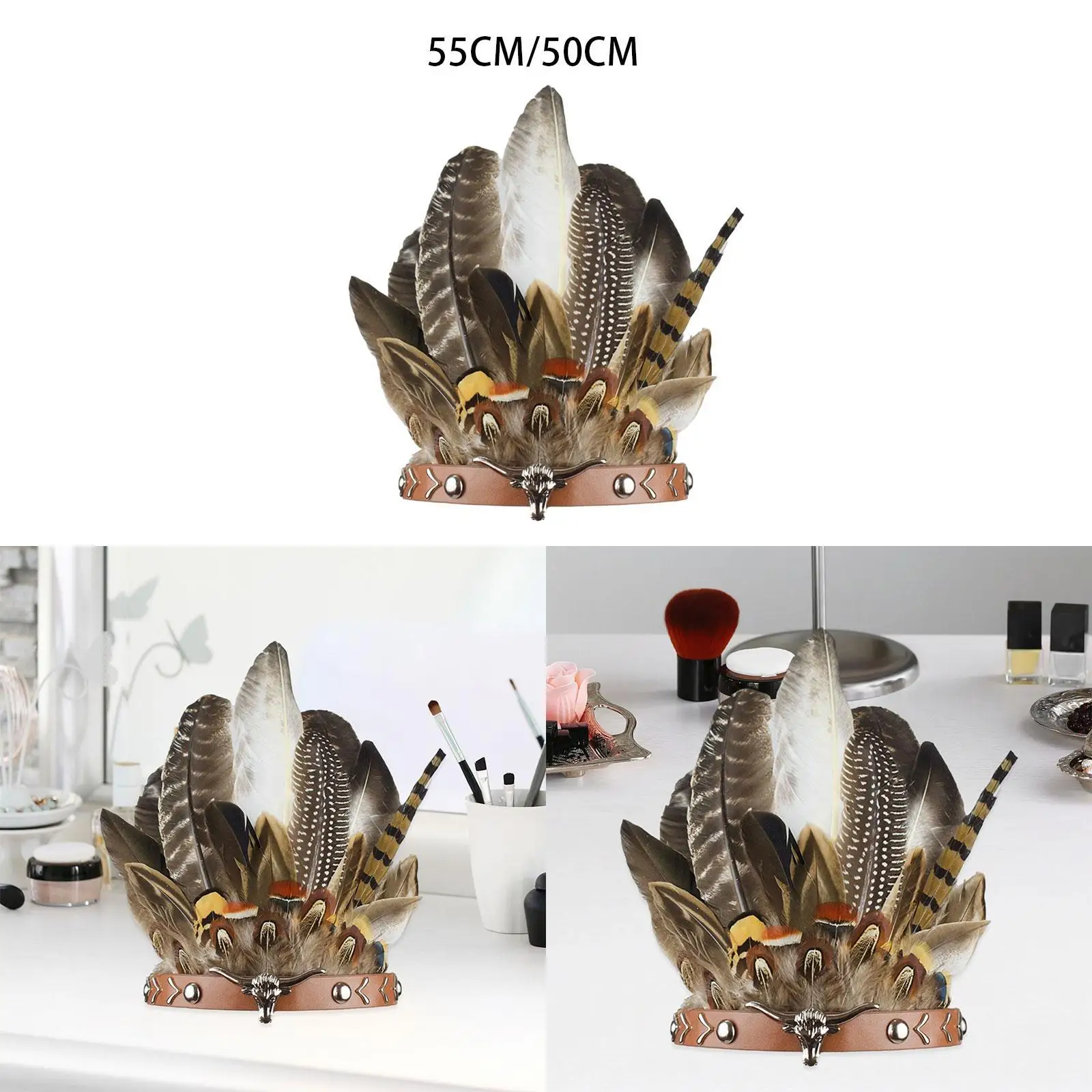 

Indian Feather Headband Native American Indian Headwear for Masquerade Party