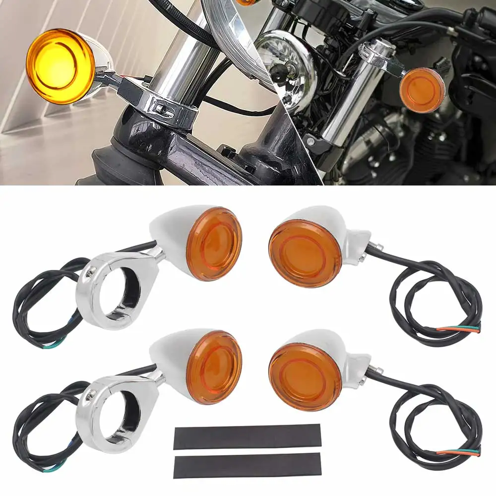 With 39/41mm Fork LED Turn Signal Indicator Kits For Harley Sportster XL 883 1200 Dyna Softail 48 Roadster Iron FXR 1982-2021