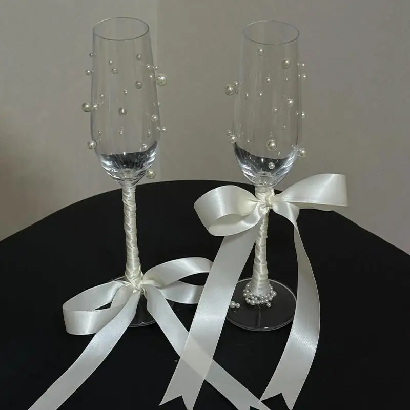 modern-minimalist-wedding-engagement-party-diy-material-kit-pearl-decorated-glass-highball-stems-handmade-creative-gift