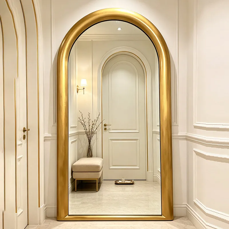 Full body simple special-shaped floor mirror household dressing against the wall bedroom mirror