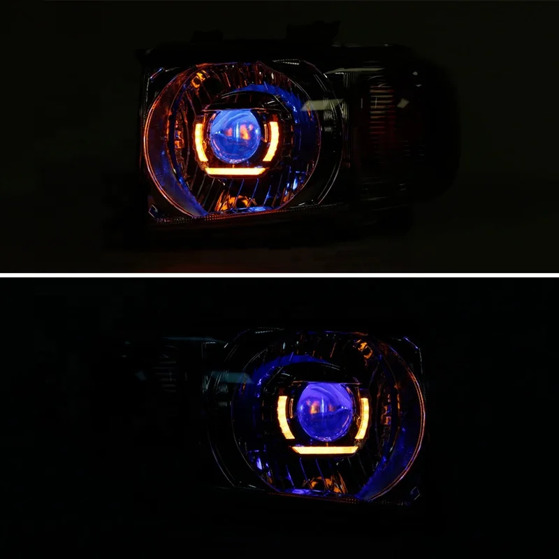 For Toyota Land Cruiser LC 79 FJ79 Headlight Assembly Head Lamp Angel Devil Eye Chrome Or Black Housing