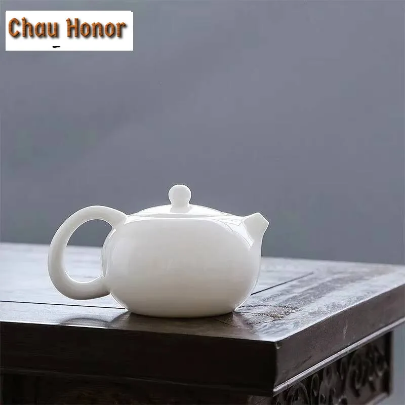 

180ml White Jade Porcelain Xishi Teapot Handmade Mutton Fat Jade Tea Pot Single Master Pots Puer Kung Fu Tea Teaware Accessories