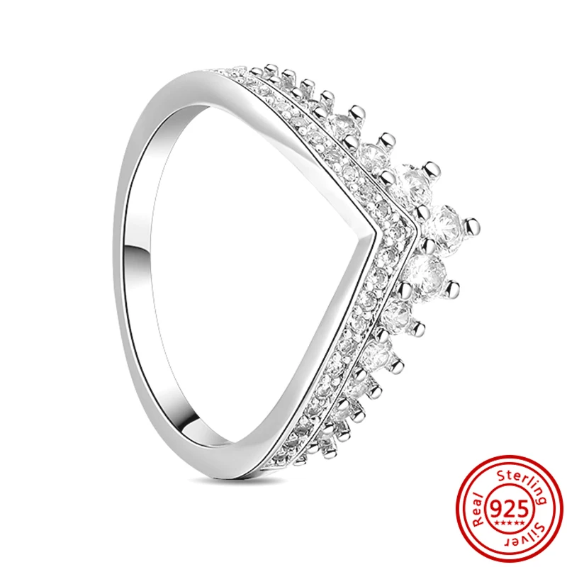 925 Sterling Silber Damen Fingerringe Neue Weiße Serie Original für Frauen Silber Gänseblümchen Herz Zirkonia Stein Luxus Schmuck – Detail 3