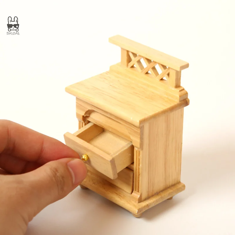 Dollhouse Miniature Creative Furniture Decoration Bedside Table Doll House Handcrafted Furniture Model Double Layer Side Cabinet