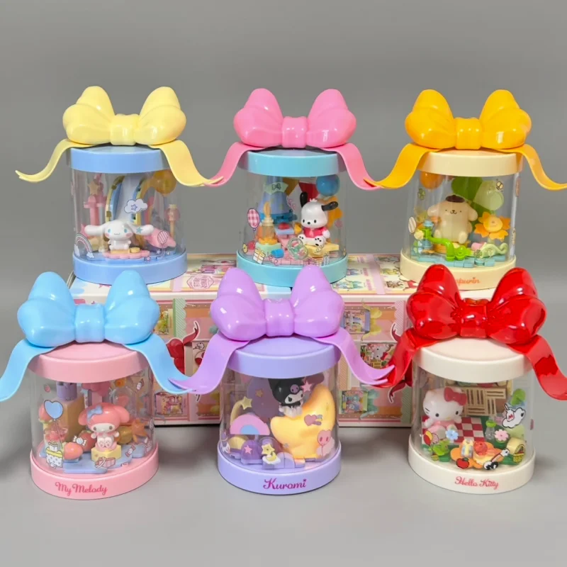 Areax Mini Sanrio Hello Kitty Building Blocks Blind Box Dustproof Gift Box Assembled Toy Picnic Display Birthday Gift For Women