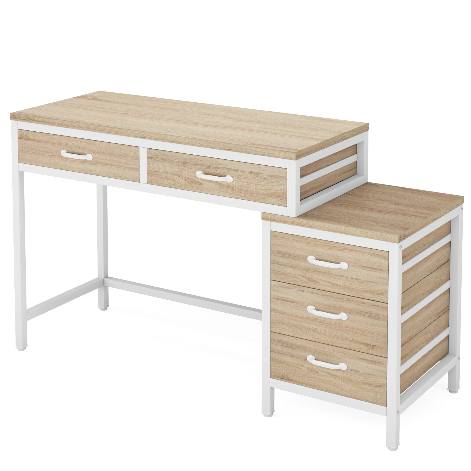 Tribesigns Vanity Desk with 5 Drawers, Makeup Vanity Table Dressing Table with Side 3-Drawer Chest