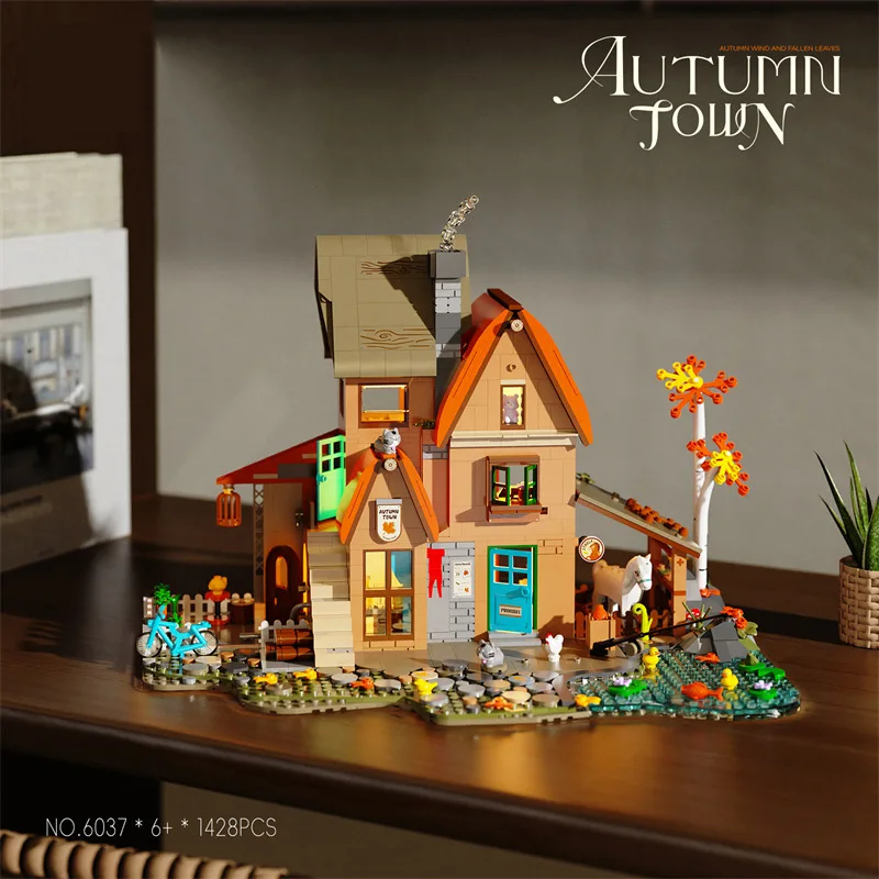 Loz Creative House Architecture Building Brick Village Street View Construction Model Sets Mini Block Toy With Light For Gift