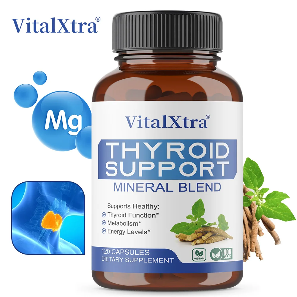 

Thyroid Support with Iodine - Improve Energy,Increase Metabolism,Ashwagandha Root,Zinc,Selenium,Vitamin B12 Complex,120 Capsules