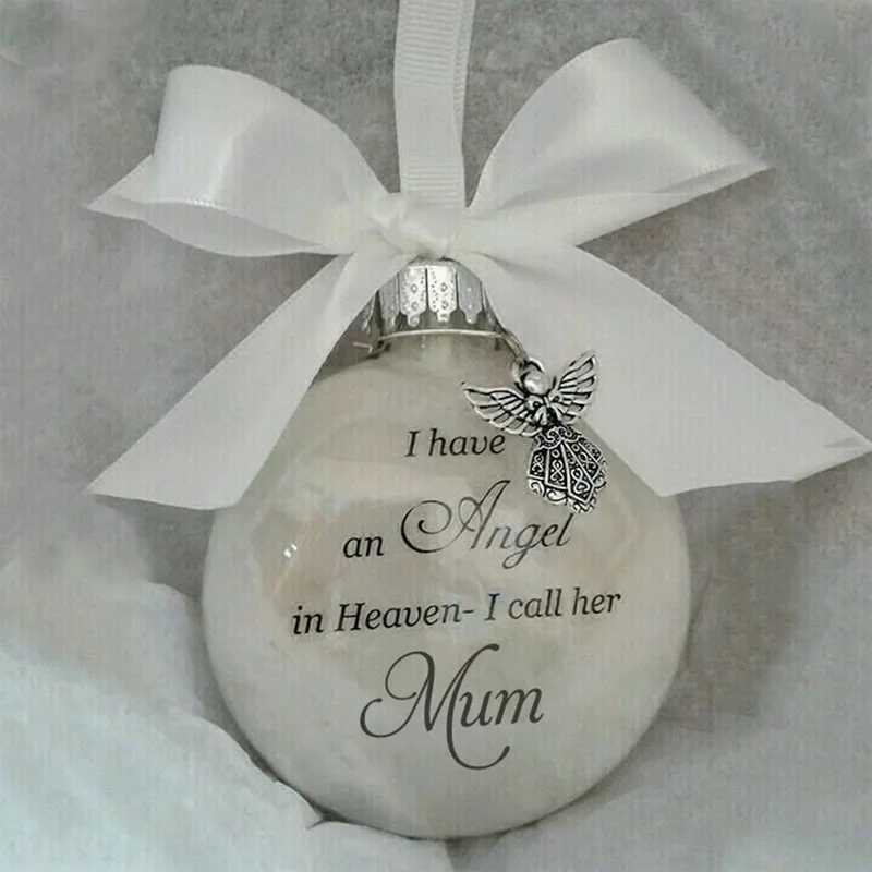 Have An Angel In Heaven Ball Ornament Christmas Tree Balls Memorial Ornament Feather Ball Xmas Tree Hanging In Memory Of Mum Dad