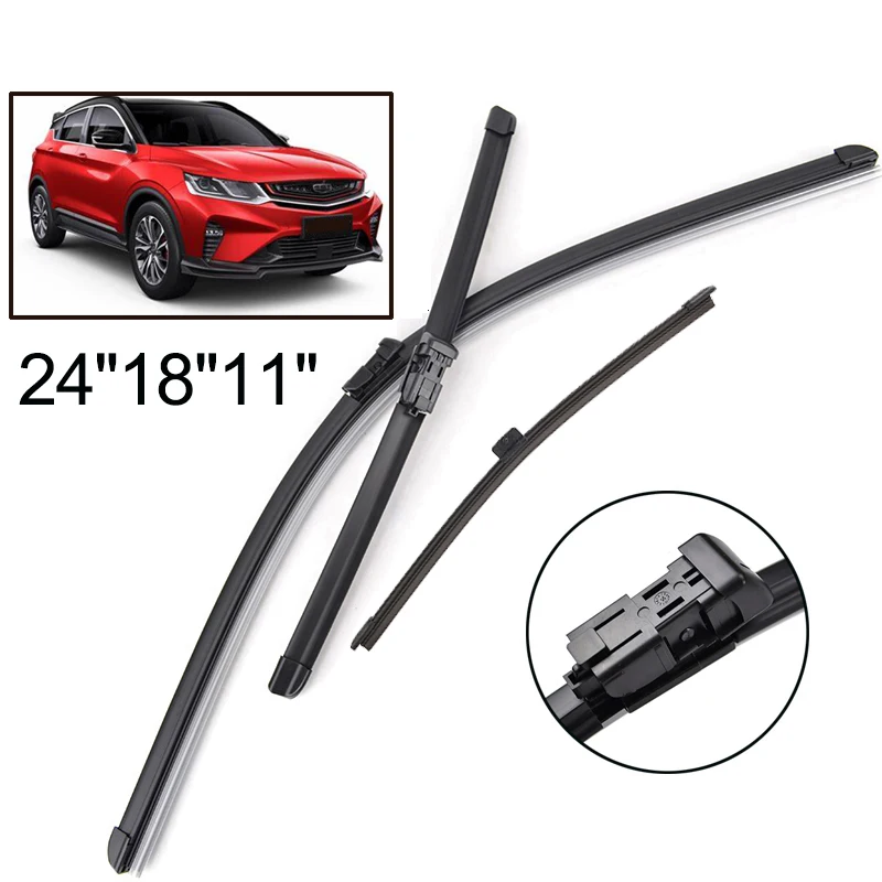 

24"18"11" Front Rear Windshield Wiper Blade Natural Refill Rain Brushes For Geely Coolray X50 2018 2019 2020 2021 2022 2023 2024