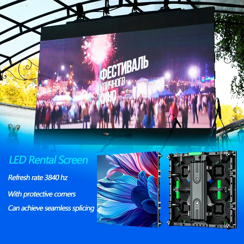 Full Color 3840HZ Rental Led Display High Performance Indoor Outdoor 500x1000mm Die Cast Aluminum Led Video Wall Display Screen