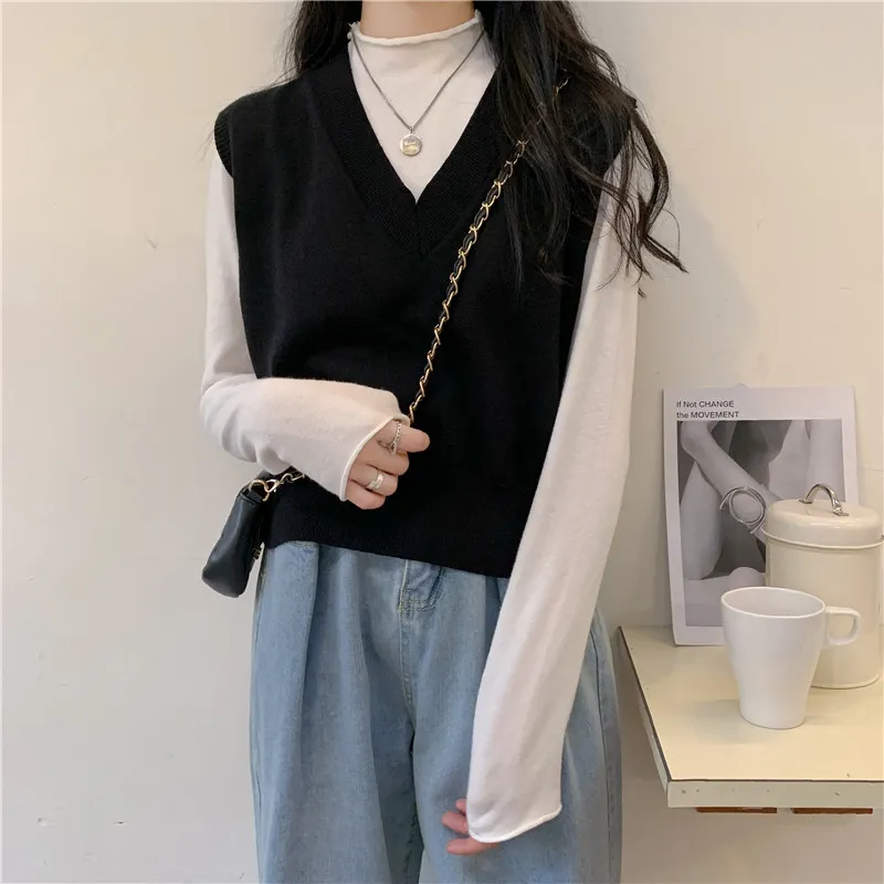 Loose V-Ne Sweater Vest Women's plus Size Korean Sle Knitted Top Slimming Outerwear Autumn New Arrival Faionable  ...