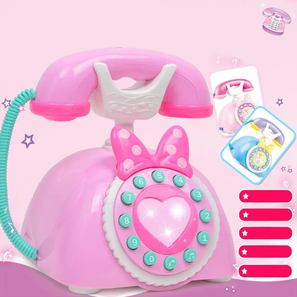 Plastic Electronic Vintage Telephone Landline Kids Pretend Play Early Educational Toy Birthday Gift