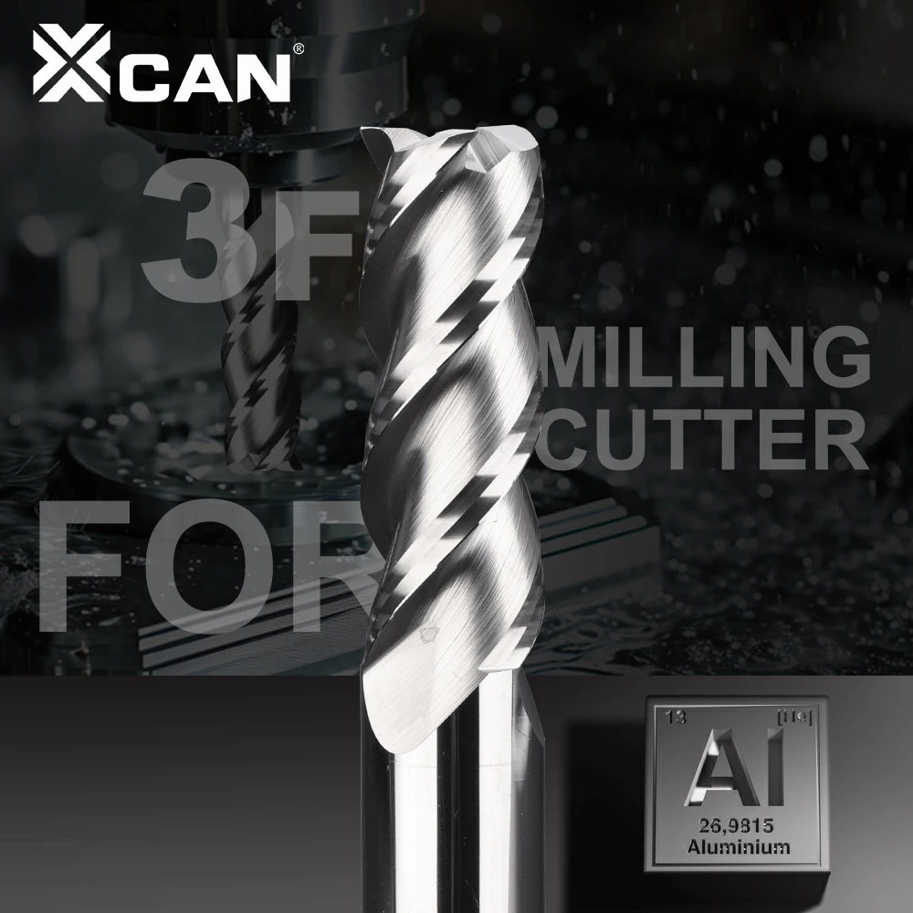 XCAN Milling Cutter 1-12mm 3 Flute Carbide End Mill CNC Machine Router Bit for Aluminum Tools Wood Copper CNC Bits Milling Tools