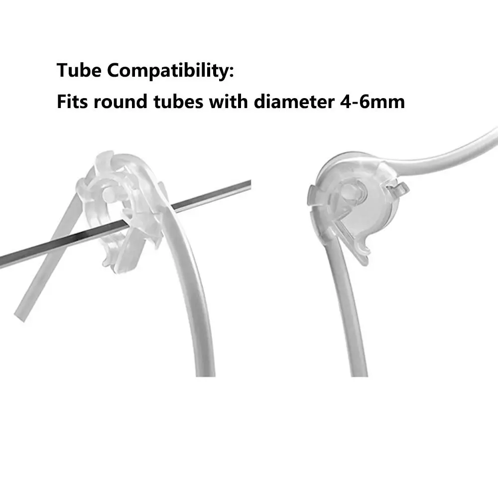 2Pcs U Shaped Clip Aquarium Air Tube Holder Clip with Suction Cup Translucent Oxygen Tubing Holder Fits 4-6mm Round Pipe