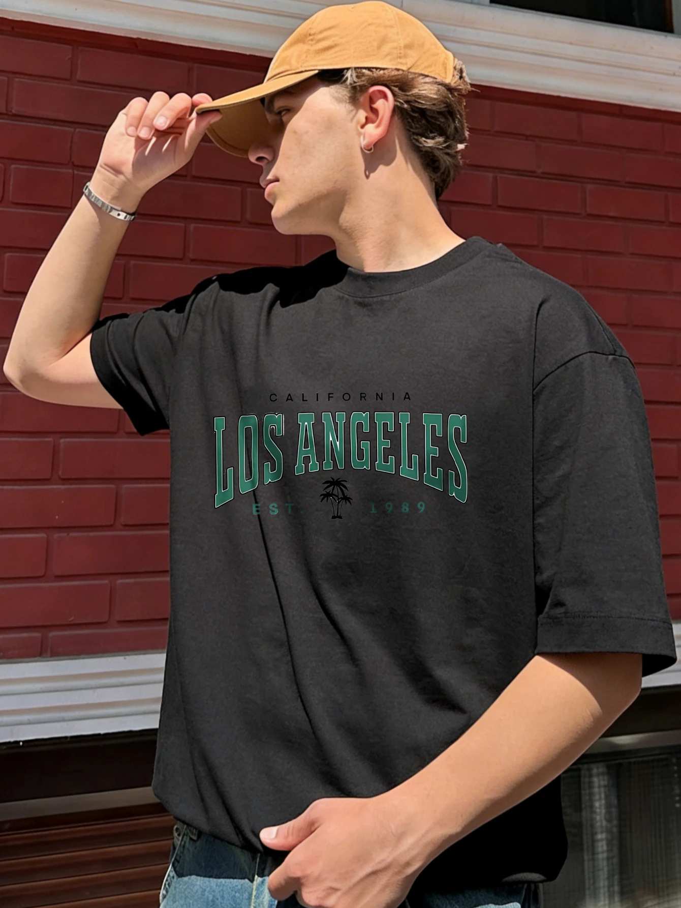 

Men’s Los Angeles Printed Retro Streetwear Cotton Oversized Short Sleeve T Shirt Summer Casual Graphic Tee Gift for Him