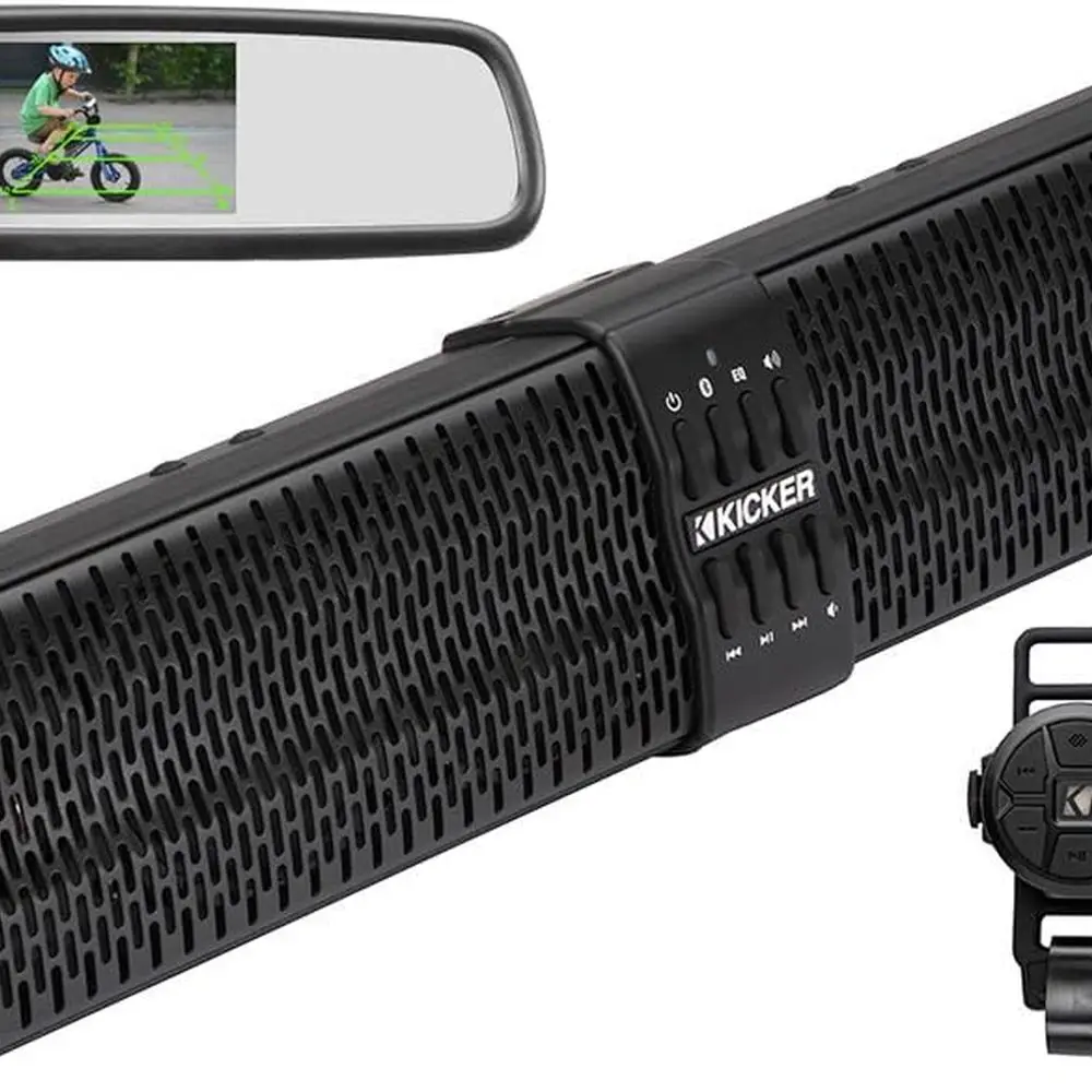 6 مكبر صوت بلوتوث مع نظام كاميرا احتياطية بمرآة الرؤية الخلفية، مقاوم للماء ومقاوم للطقس للبحرية والقوارب والذهاب #1